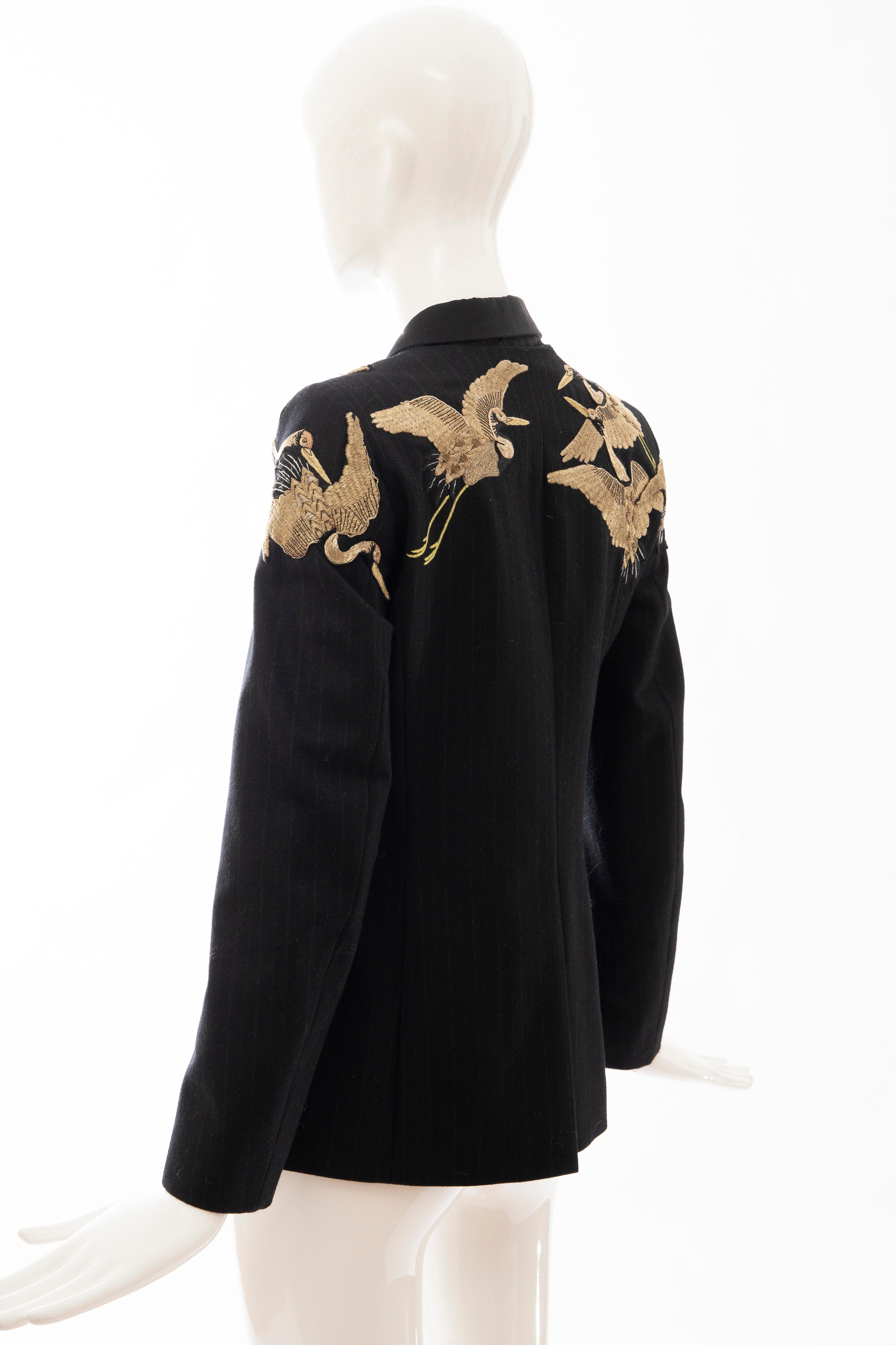 Dries van Noten Runway Black Wool Pinstripe Embroidered Jacket, Fall 2012 3