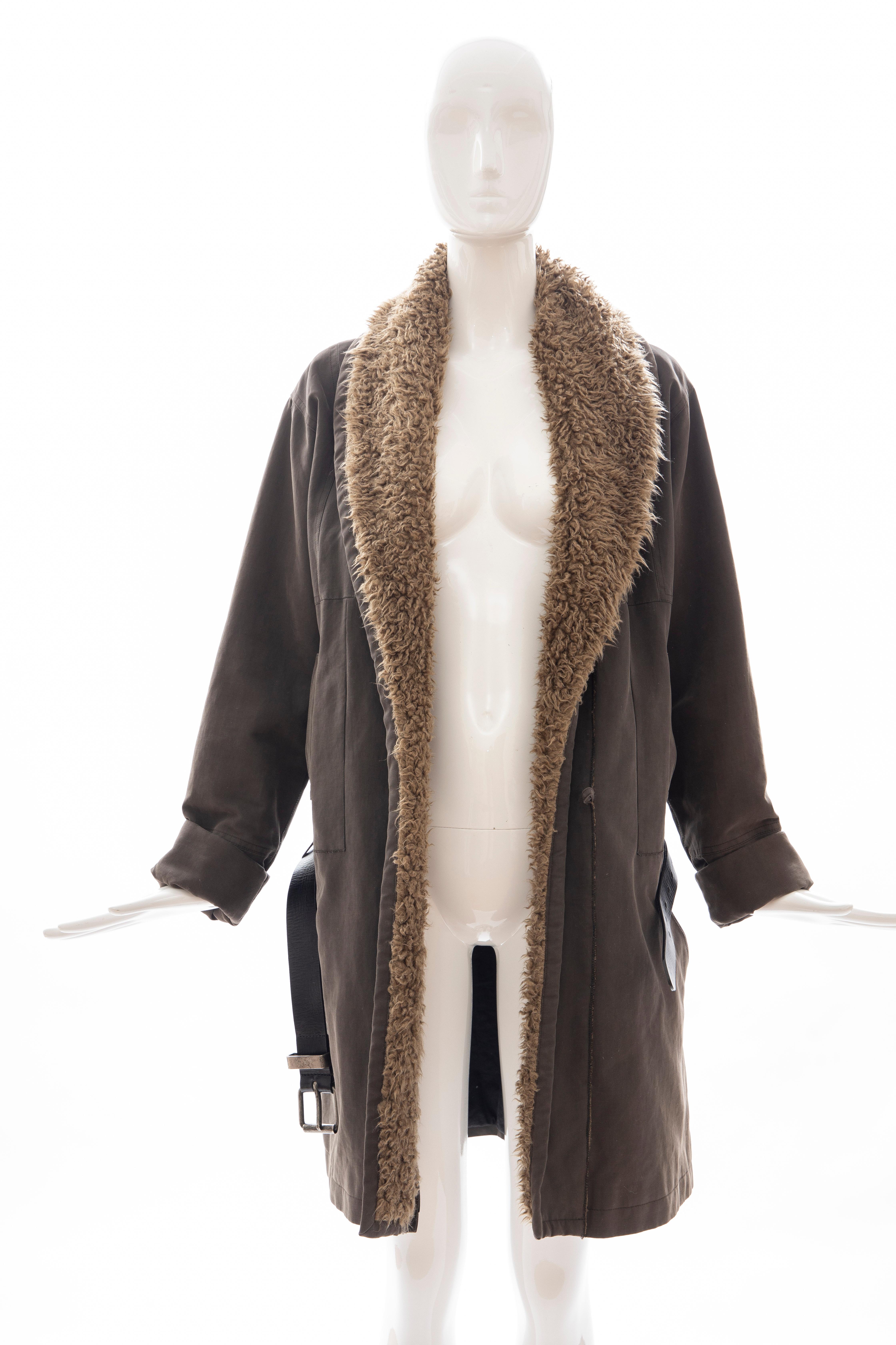 Dries Van Noten Runway Cotton Coat Leather Belt Closure, Fall 2002 For Sale 6