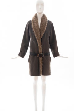 Dries Van Noten Runway Cotton Coat Leather Belt Closure, Fall 2002