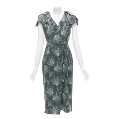 DRIES VAN NOTEN Laufsteg Midikleid mit Blütenblattmuster und Blütenblattärmeln und V-Ausschnitt FR36 S
