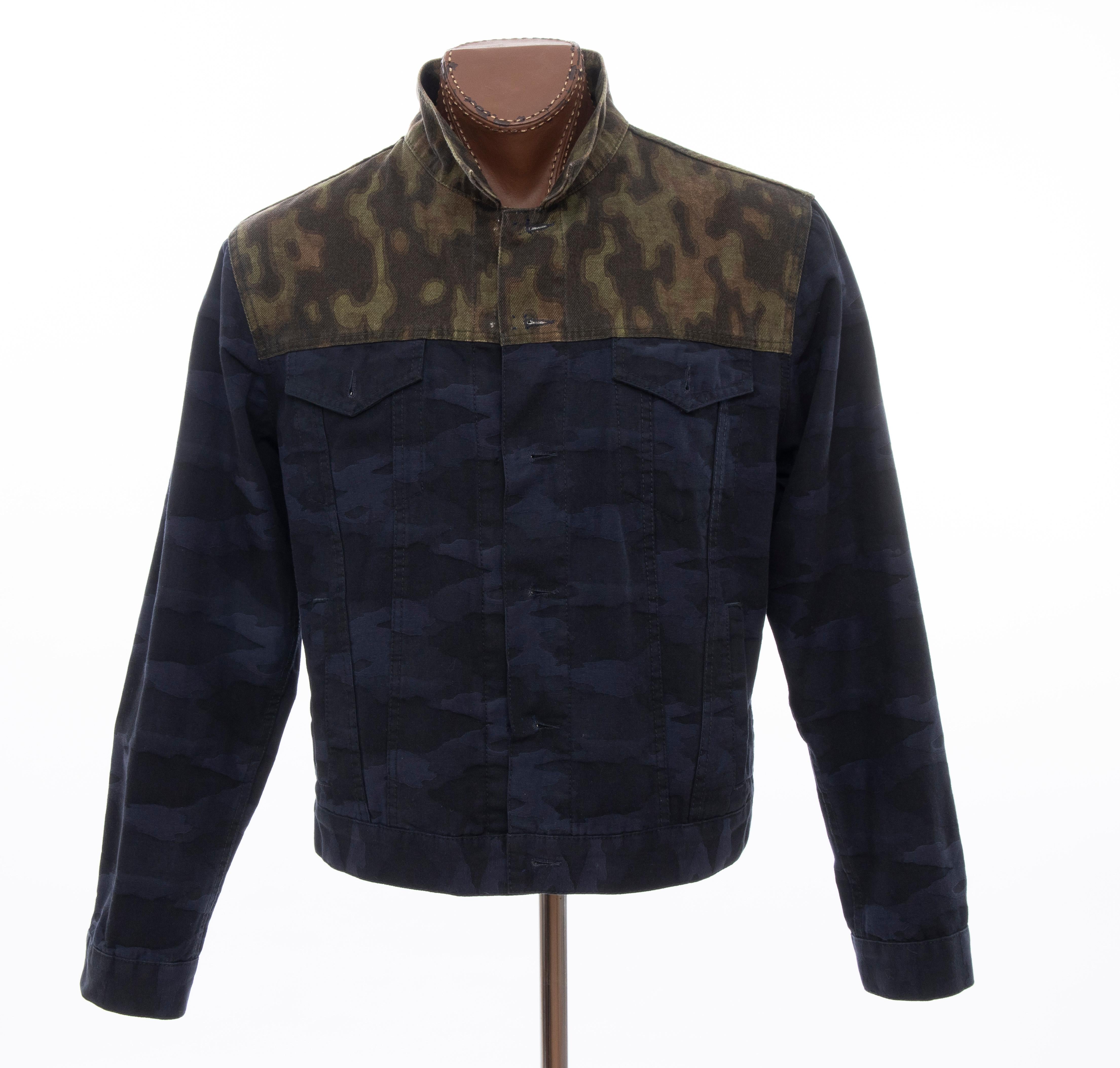 Black Dries van Noten Runway Men's Cotton Camouflage Chore Jacket, Spring 2013