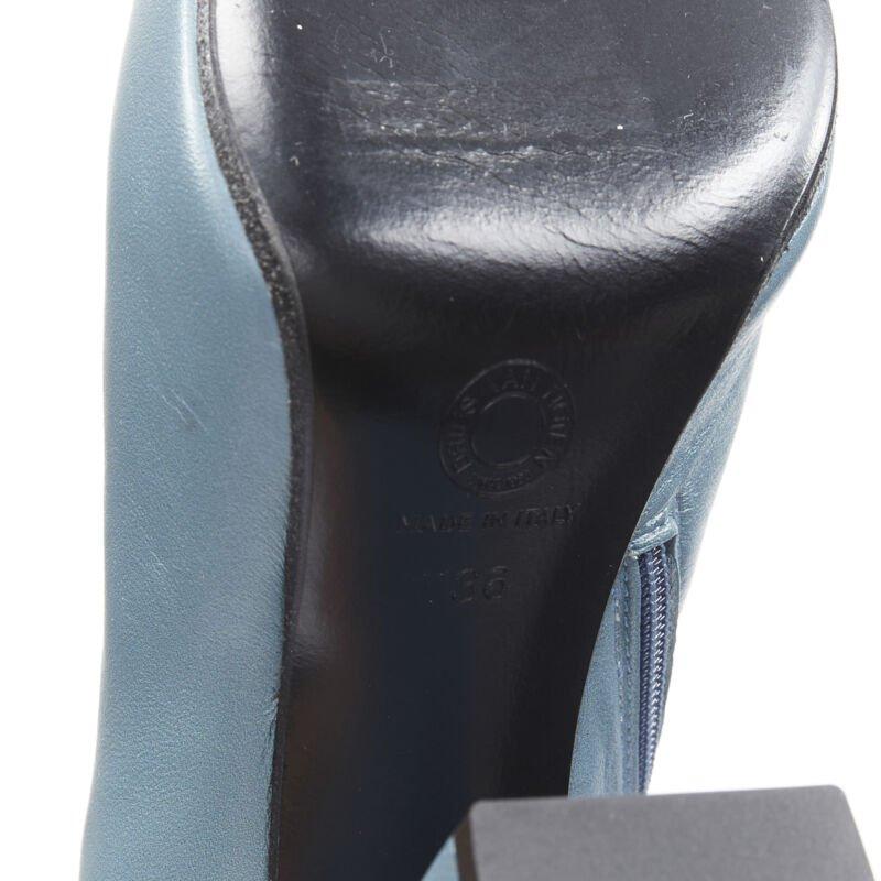 DRIES VAN NOTEN Stivaletto con tacco a blocco stampato a rose blu ardesia EU36 in vendita 5