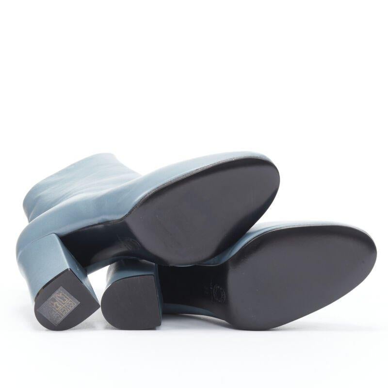 DRIES VAN NOTEN Stivaletto con tacco a blocco stampato a rose blu ardesia EU36 in vendita 7