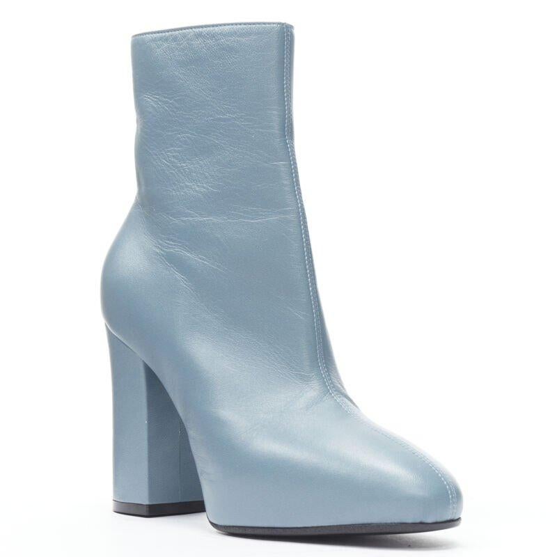 DRIES VAN NOTEN Stivaletto con tacco a blocco stampato a rose blu ardesia EU36 In condizioni ottime in vendita a Hong Kong, NT