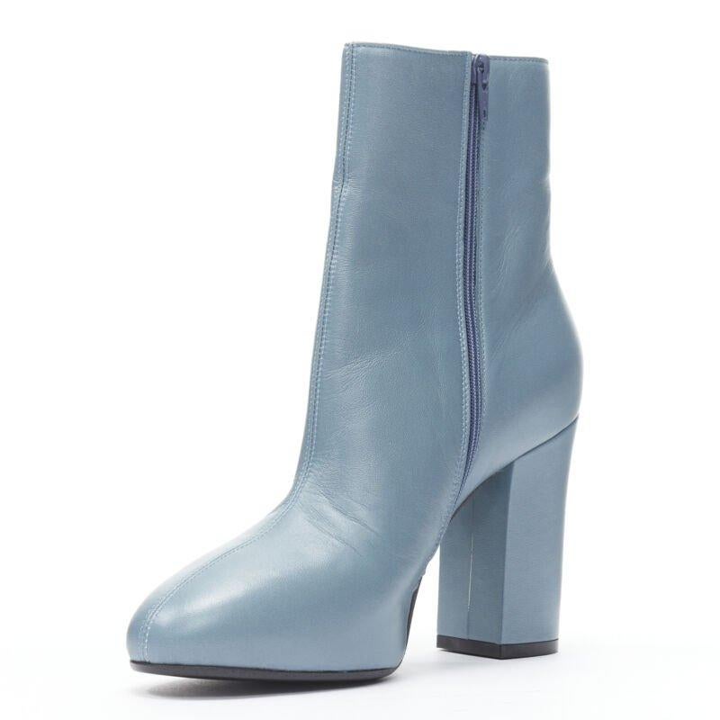 DRIES VAN NOTEN Stivaletto con tacco a blocco stampato a rose blu ardesia EU36 in vendita 1
