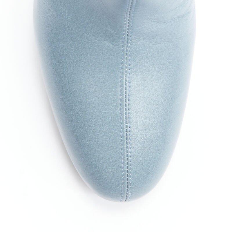 DRIES VAN NOTEN Stivaletto con tacco a blocco stampato a rose blu ardesia EU36 in vendita 2