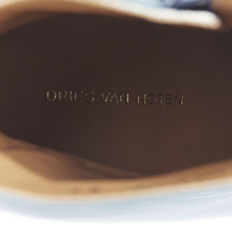 DRIES VAN NOTEN Stivaletto con tacco a blocco stampato a rose blu ardesia EU36 in vendita 4