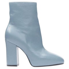 DRIES VAN NOTEN Runway slate blue rose print block heel ankle boot EU36