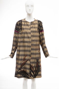 Dries Van Noten Runway Striped Embroidered Silk Lightweight Coat, Spring 2006