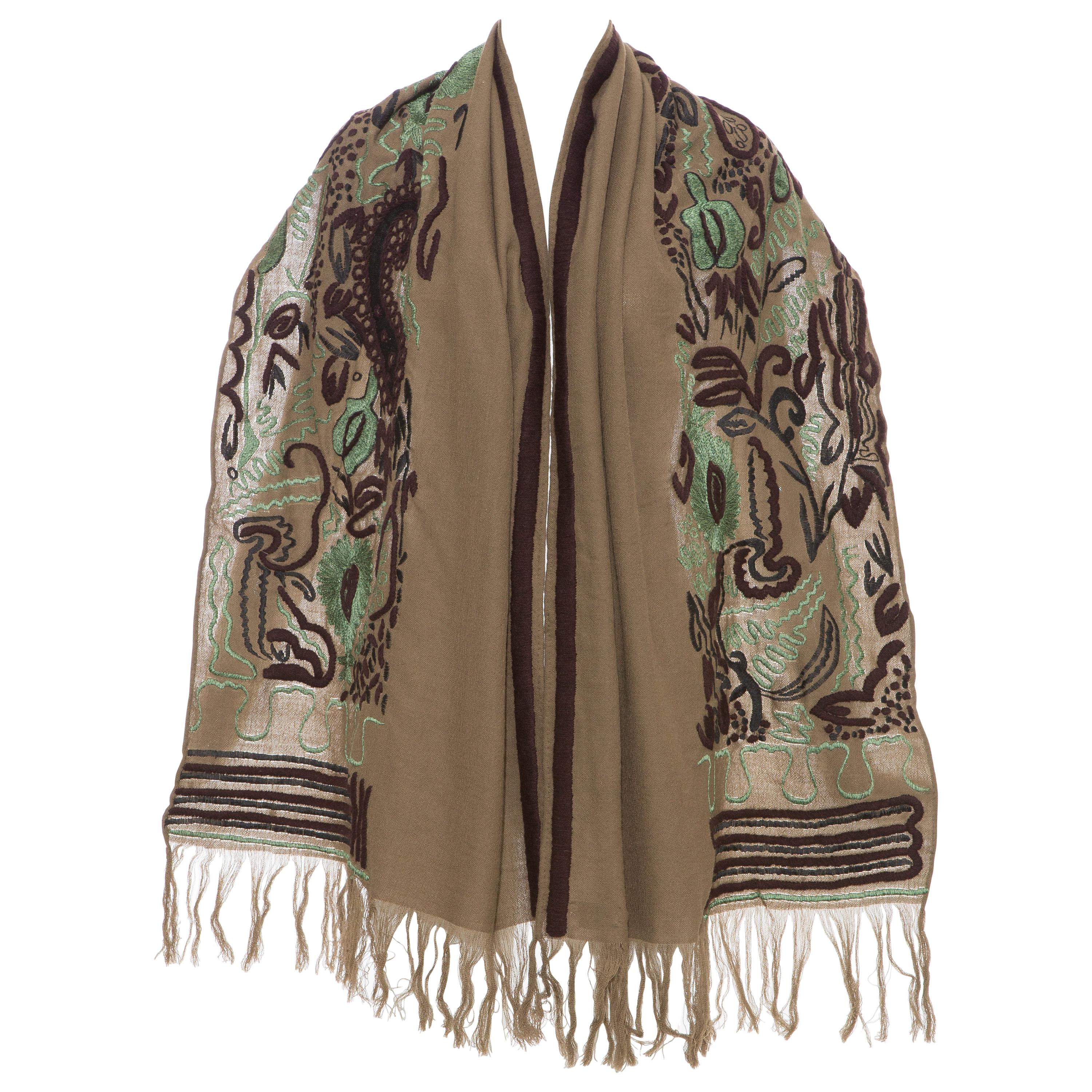 Dries Van Noten Runway Wool Embroidered Shawl, Fall 2002 For Sale