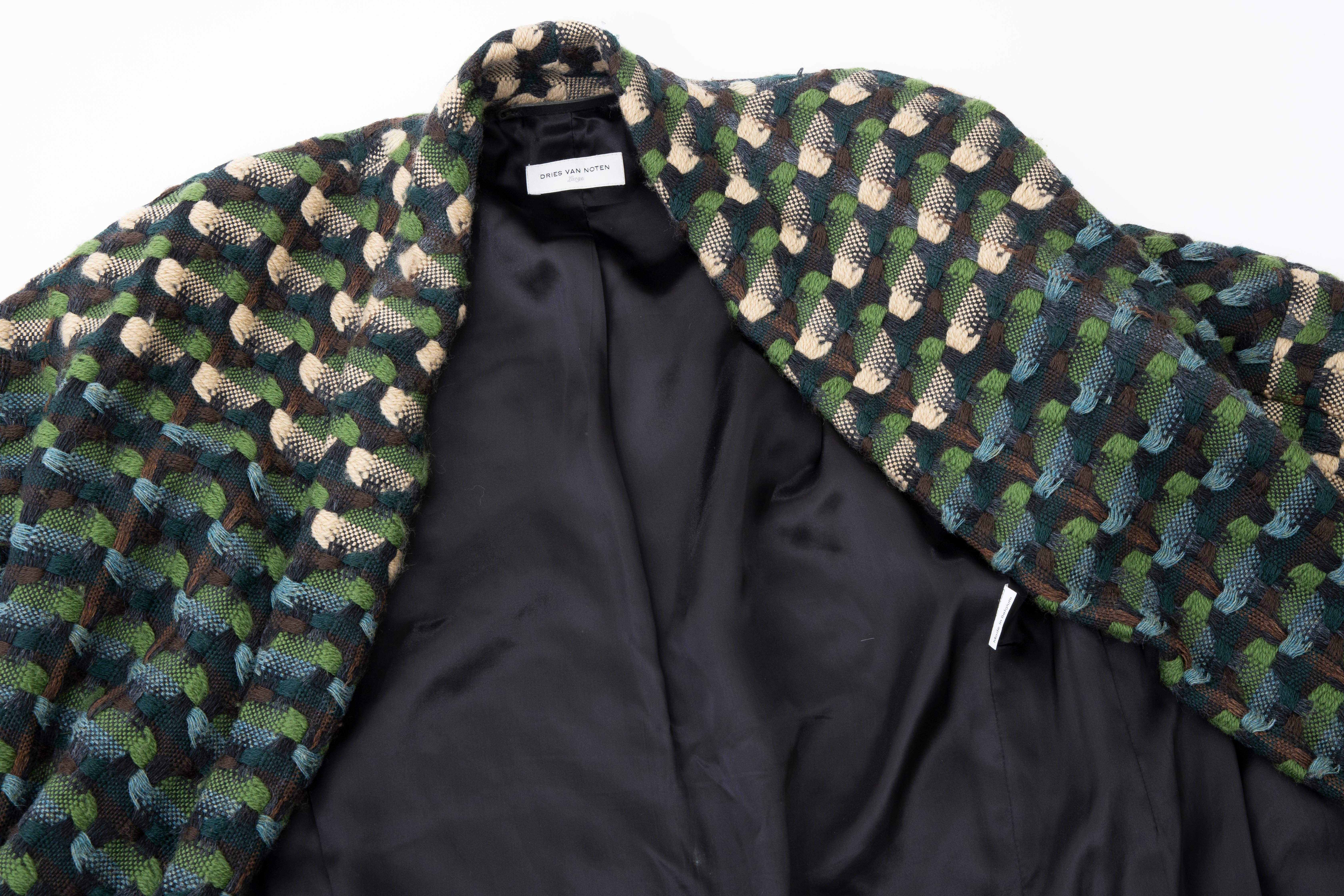 Dries van Noten Runway Wool Plain Weave Tweed Coat, Fall 2004 For Sale 9