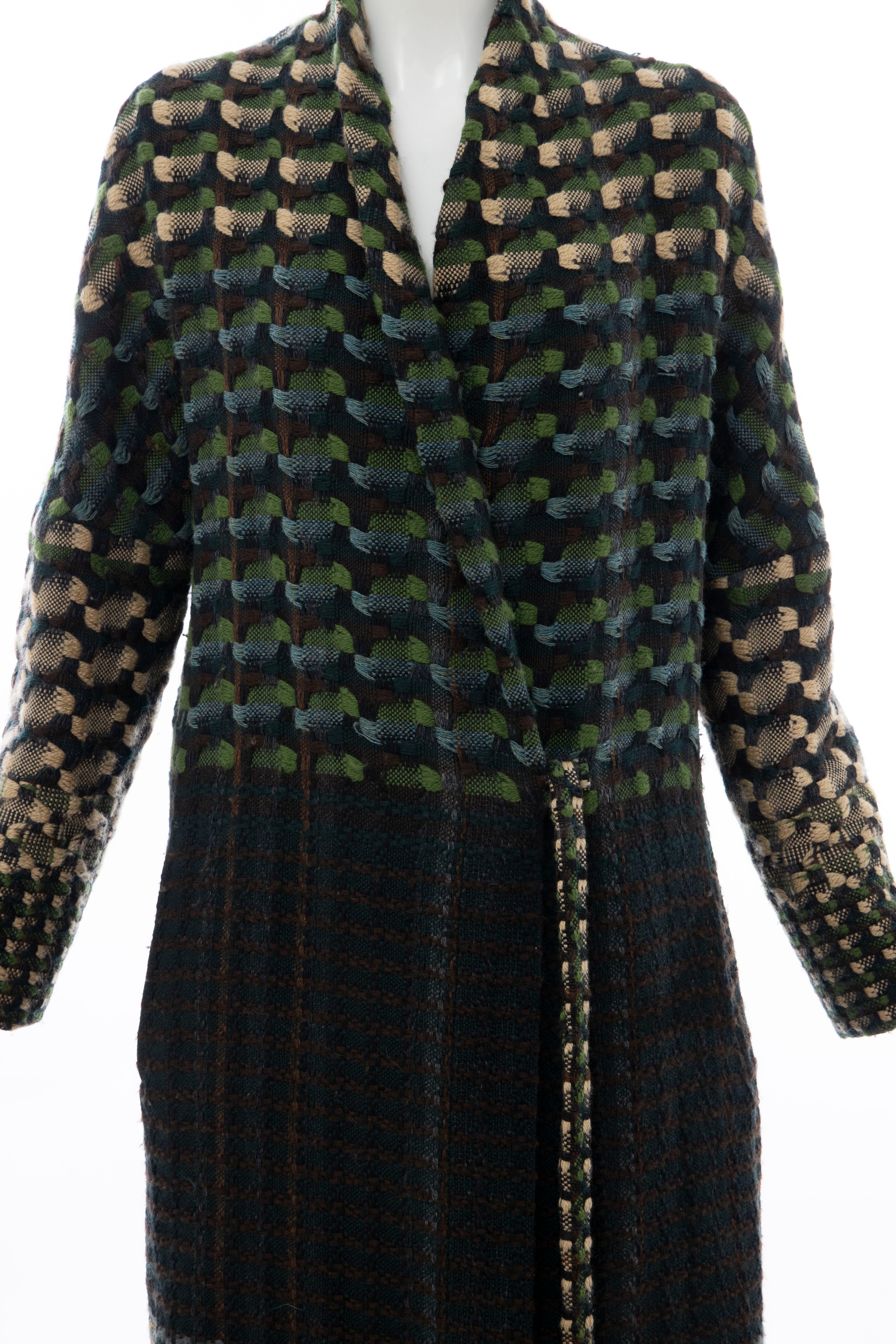 Black Dries van Noten Runway Wool Plain Weave Tweed Coat, Fall 2004 For Sale