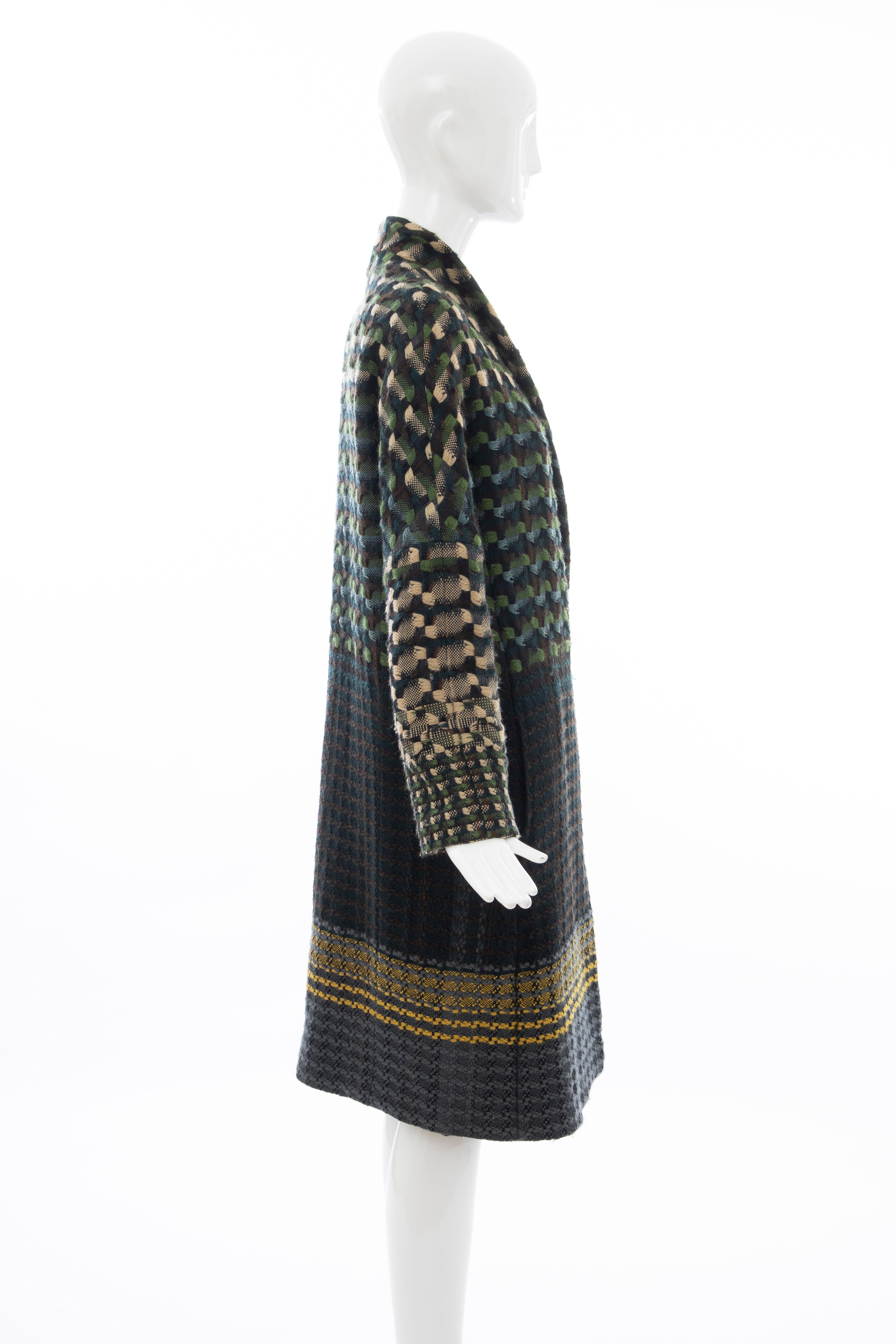 Women's Dries van Noten Runway Wool Plain Weave Tweed Coat, Fall 2004 For Sale