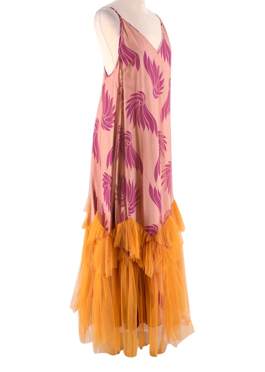 Dries Van Noten Runway Yellow & Pink Floral Satin & Tulle Maxi Dress

Featuring in the SS 2016 Runway collection, this dress is a cheerful combination of color and materials.

- Made of a soft satin slip base with a tulle overlay 
- Gorgeous pink