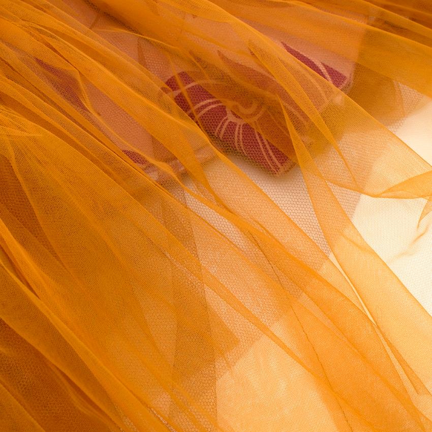 Orange Dries Van Noten Runway Yellow & Pink Floral Satin & Tulle Maxi Dress - Size US 8