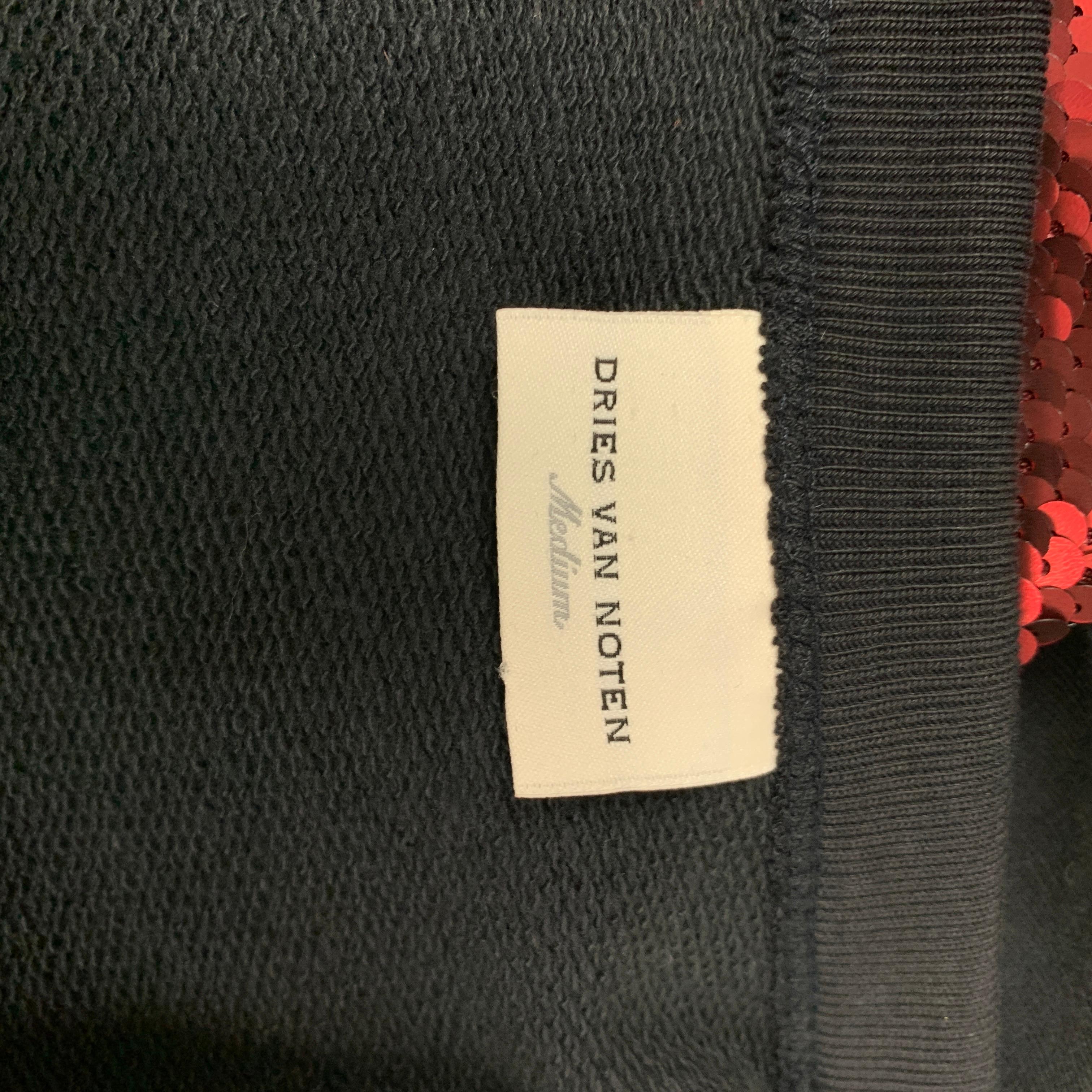 Men's DRIES VAN NOTEN S/S 16 Size M Red & Black Sequined Cotton / Polyester Vest