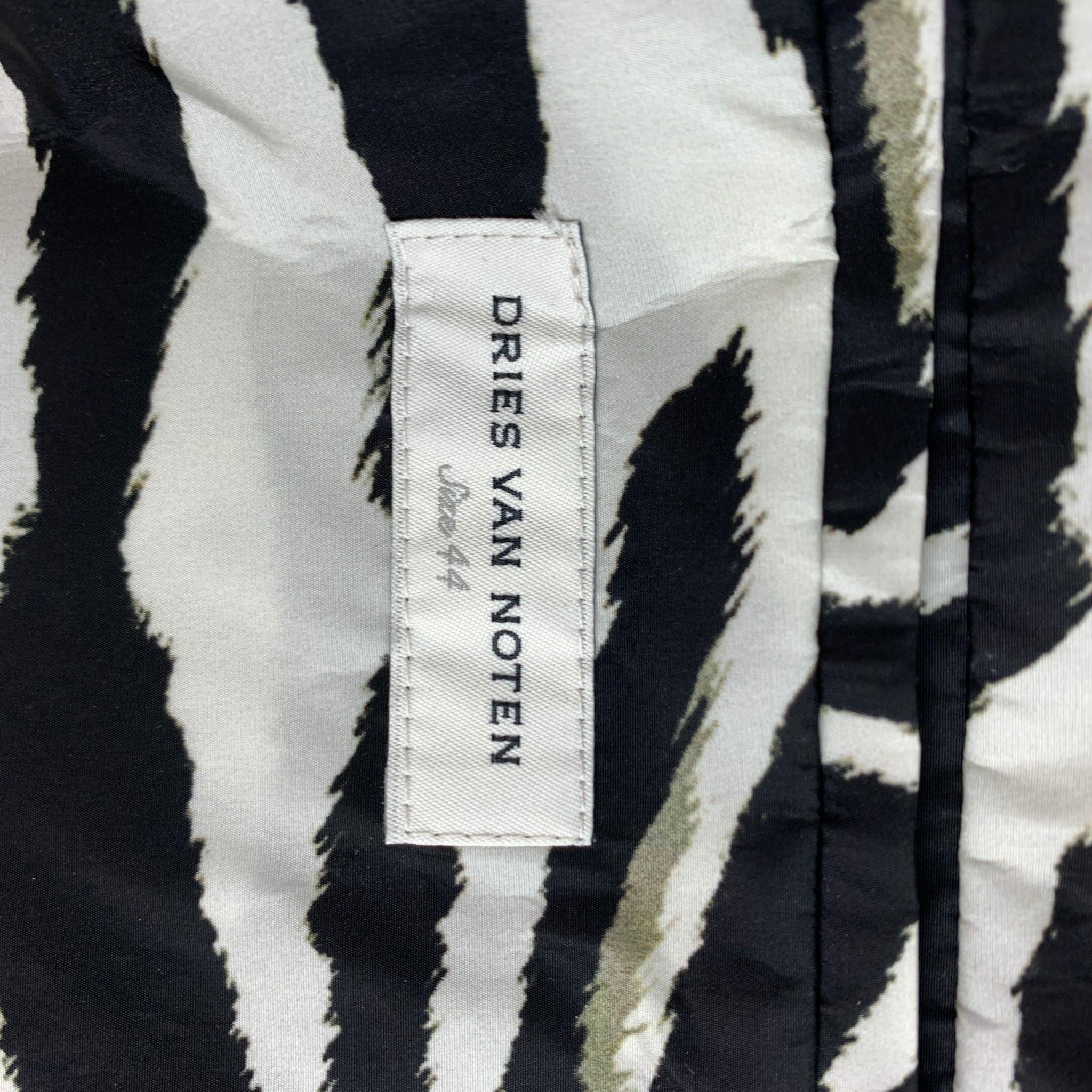 DRIES VAN NOTEN S/S 20 Size 34 Black & White Zebra Polyamide Raincoat 1