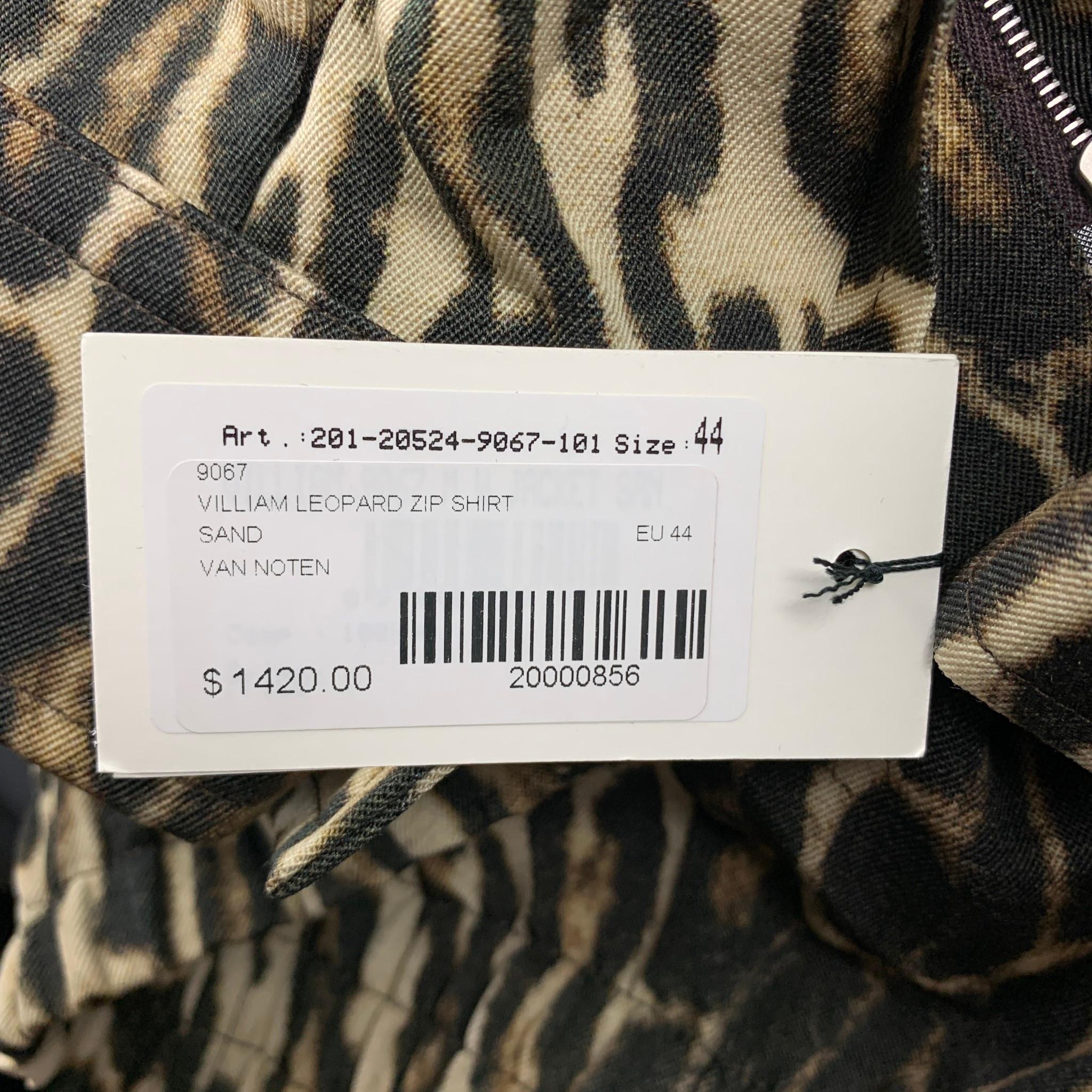 Men's DRIES VAN NOTEN S/S 20 Size 34 Tan & Black Leopard Print Wool Jacket