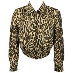 DRIES VAN NOTEN S/S 20 Size 34 Tan & Black Leopard Print Wool Jacket