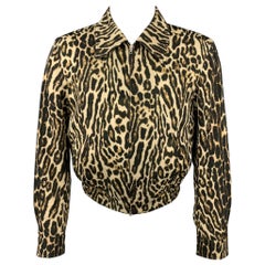 DRIES VAN NOTEN S/S 20 Size 36 Tan & Black Animal Print Wool Zip Up Jacket