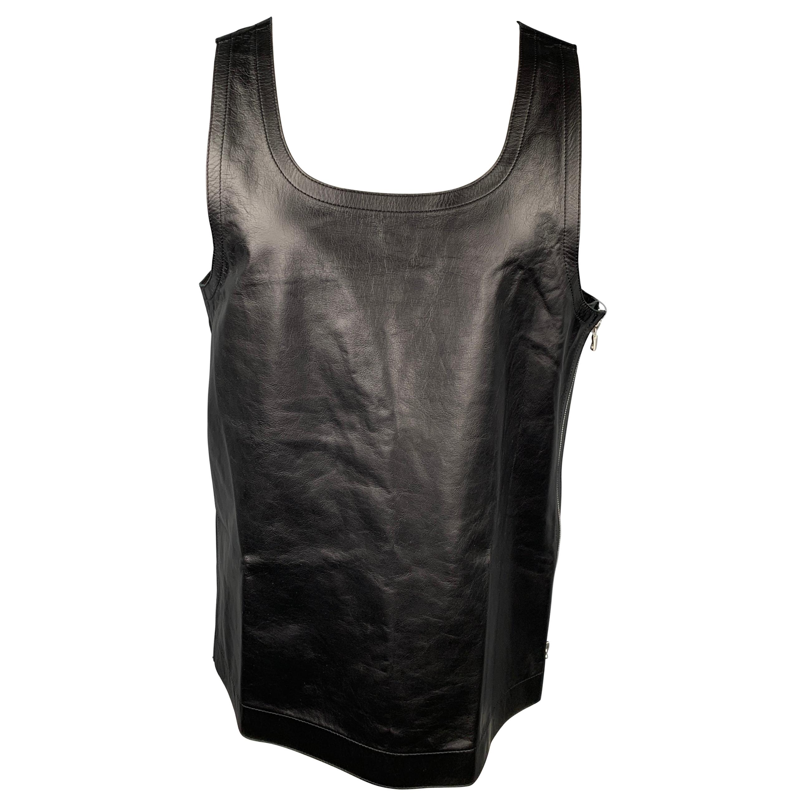 DRIES VAN NOTEN Size M Black Beaded Cotton Snaps Vest