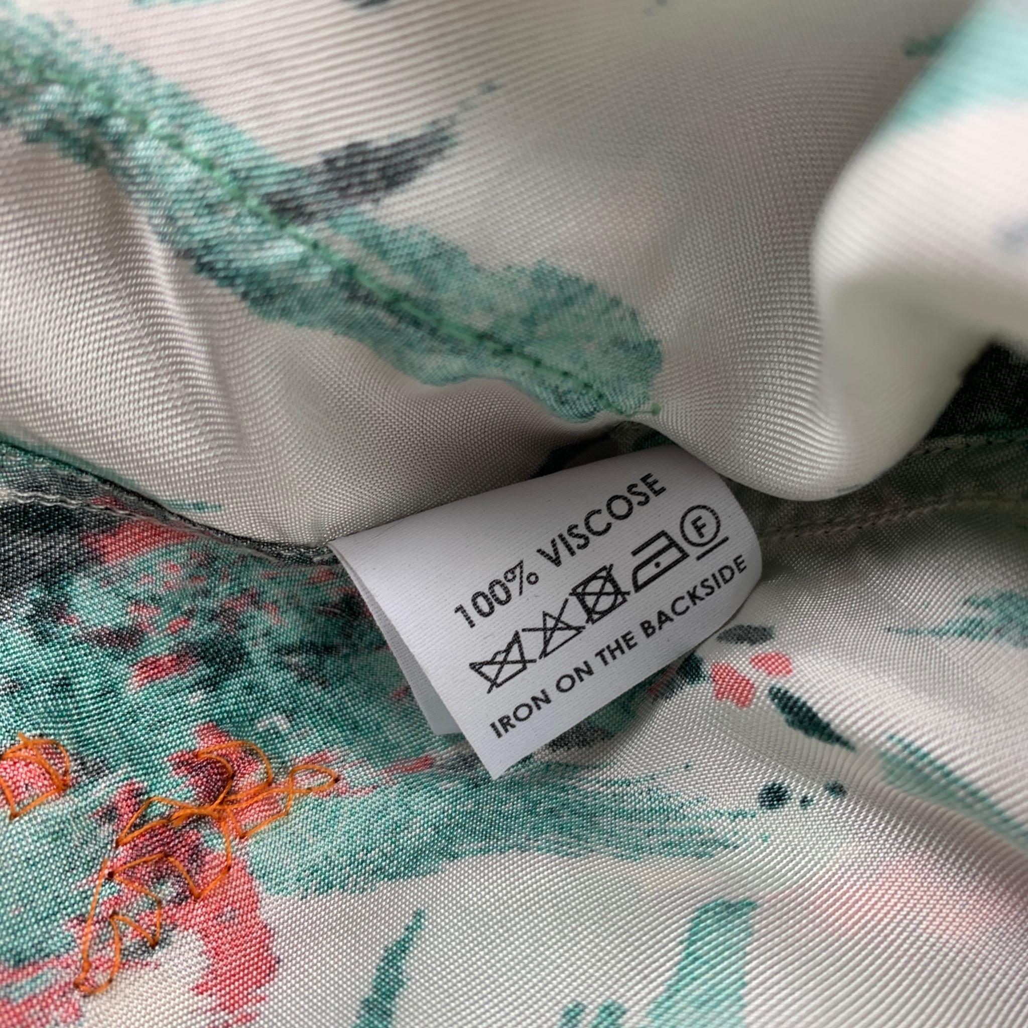 DRIES VAN NOTEN S/S 20 Größe XS Beige & Grün Perlen Viskose Camp Shirt 1