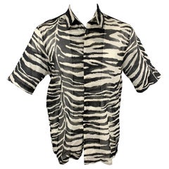 DRIES VAN NOTEN S/S 20 Size XXS Black & White Zebra Print Cotton Camp Shirt