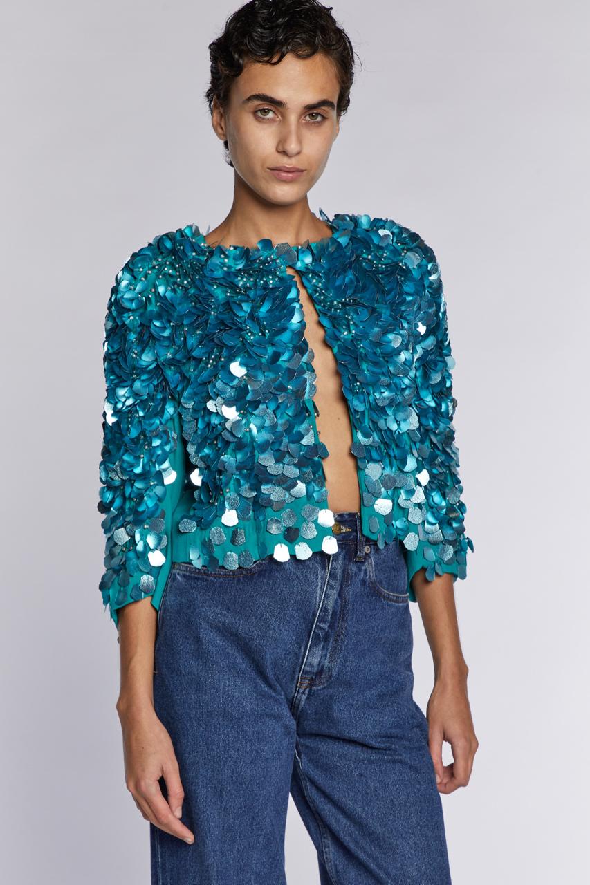 Blue Dries Van Noten  Sequinned Bolero  A/W 2020 For Sale