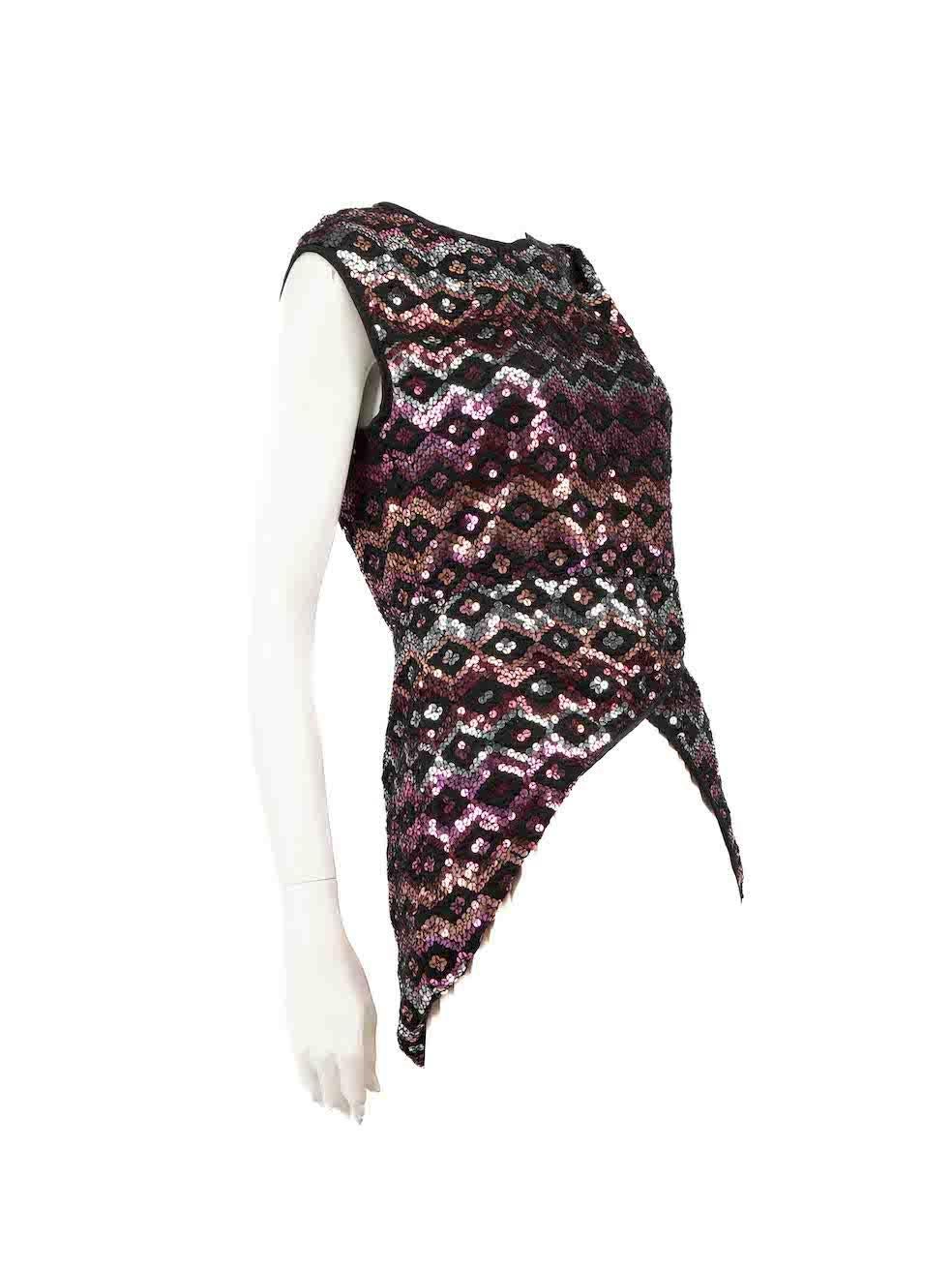 CONDITION is Very good. Minimal wear to top is evident. Minimal wear to sequins near side zipper where some are missing on this used Dries Van Norten designer resale item.
  
  
  
  Details
  
  
  Multicolour- Black, pink and silver
  
  Silk
  
 