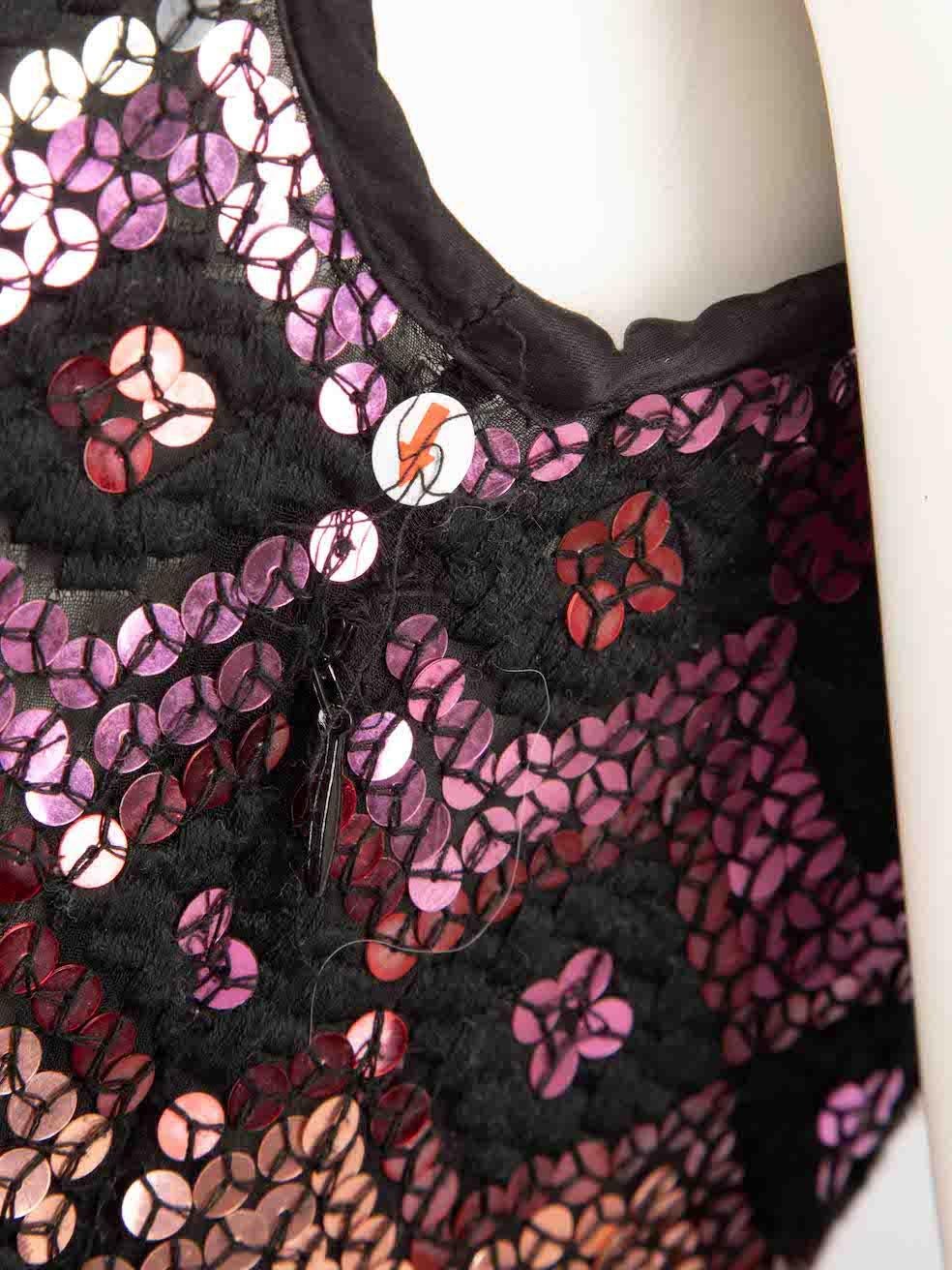 Dries Van Noten Sequinned Pattern High Low Top Size S In Good Condition For Sale In London, GB
