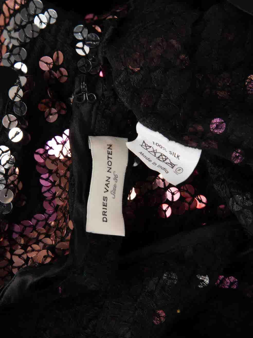 Women's Dries Van Noten Sequinned Pattern High Low Top Size S For Sale
