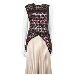 Dries Van Noten Sequinned Pattern High Low Top Size S
