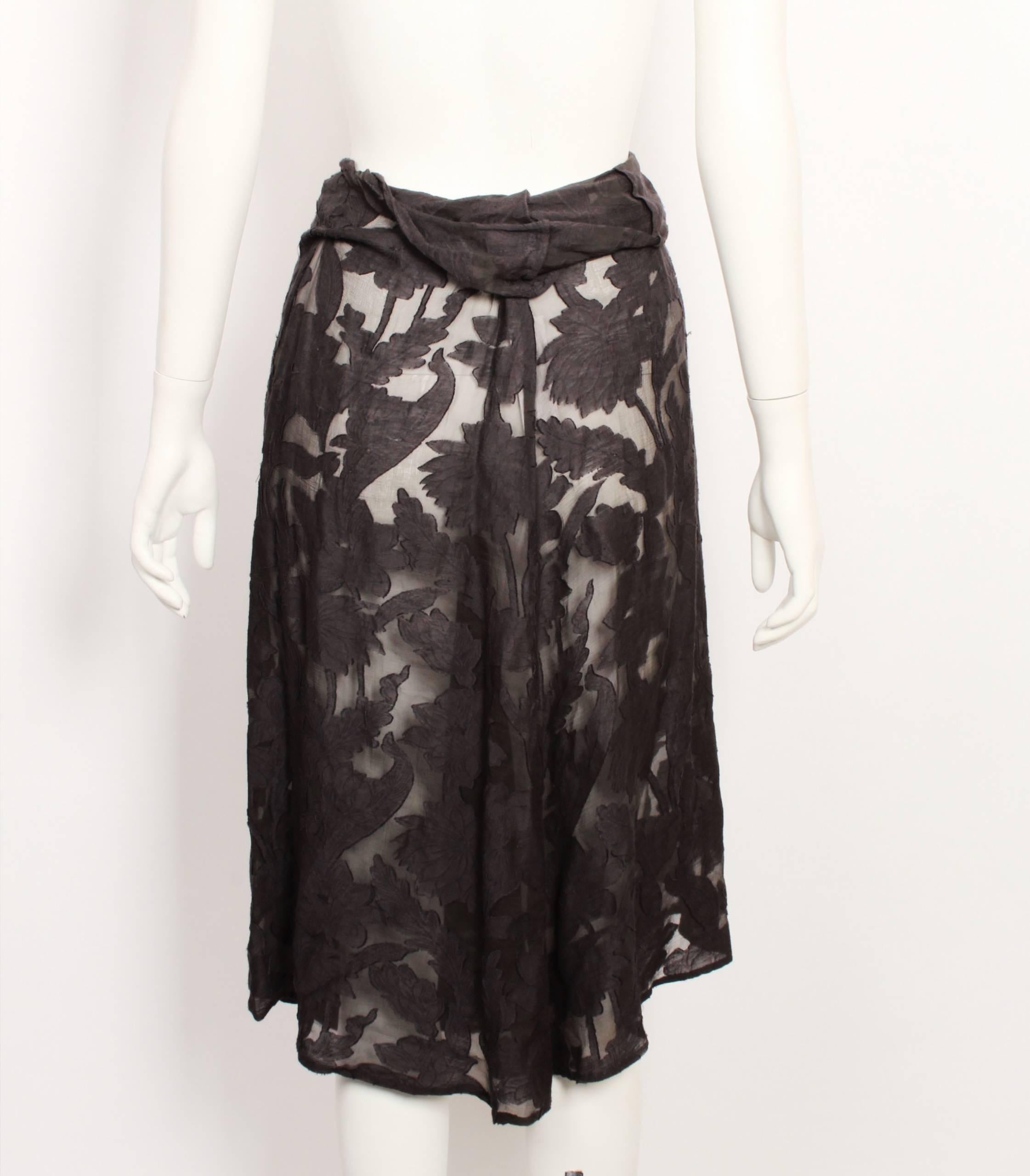 Dries Van Noten Sheer Floral Asymmetric Wrap Skirt In Good Condition For Sale In Melbourne, Victoria