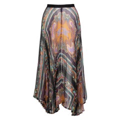 Vintage Dries Van Noten Sheer Silk Printed Pleated Skirt, Runway 2008