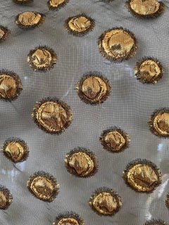 Dries van Noten Sheer Velvet Gold Polka Dot Dress