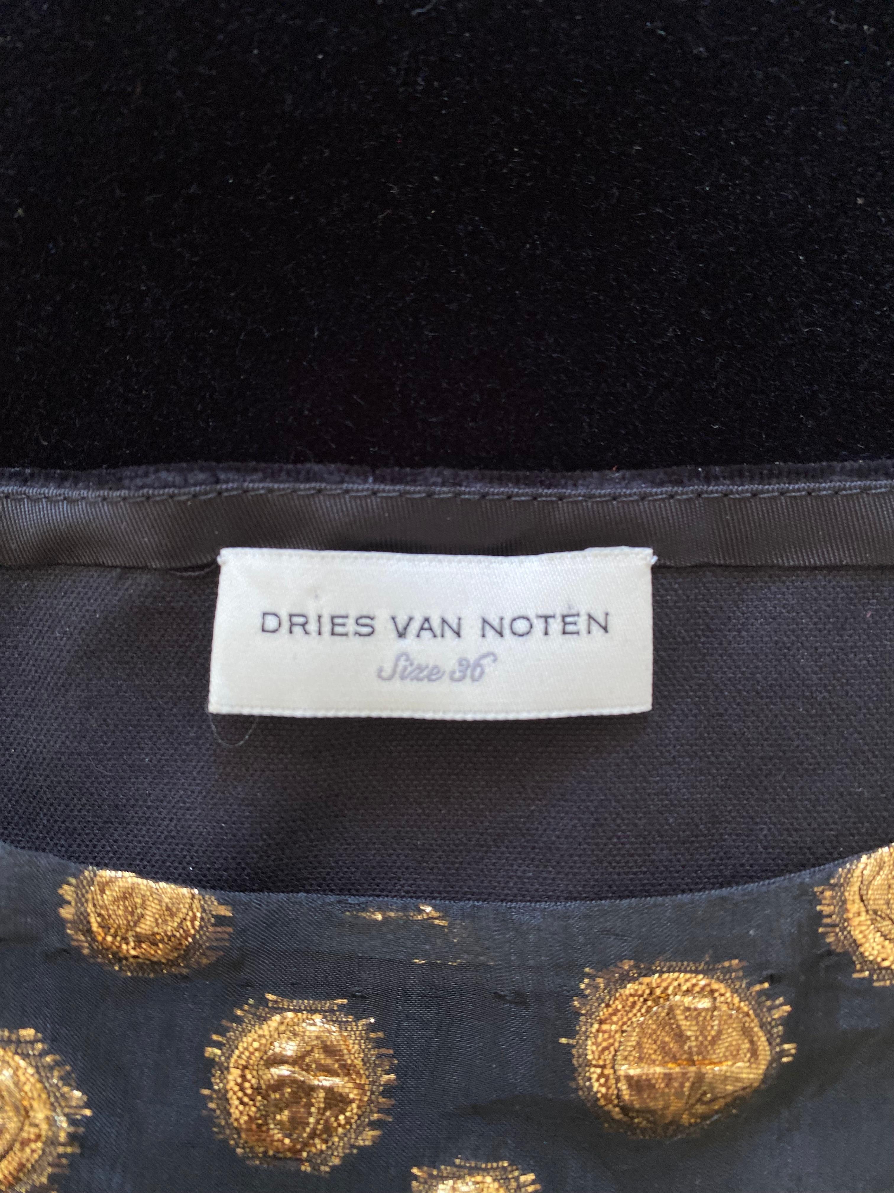 Women's Dries van Noten Sheer Velvet Gold Polka Dot Dress For Sale