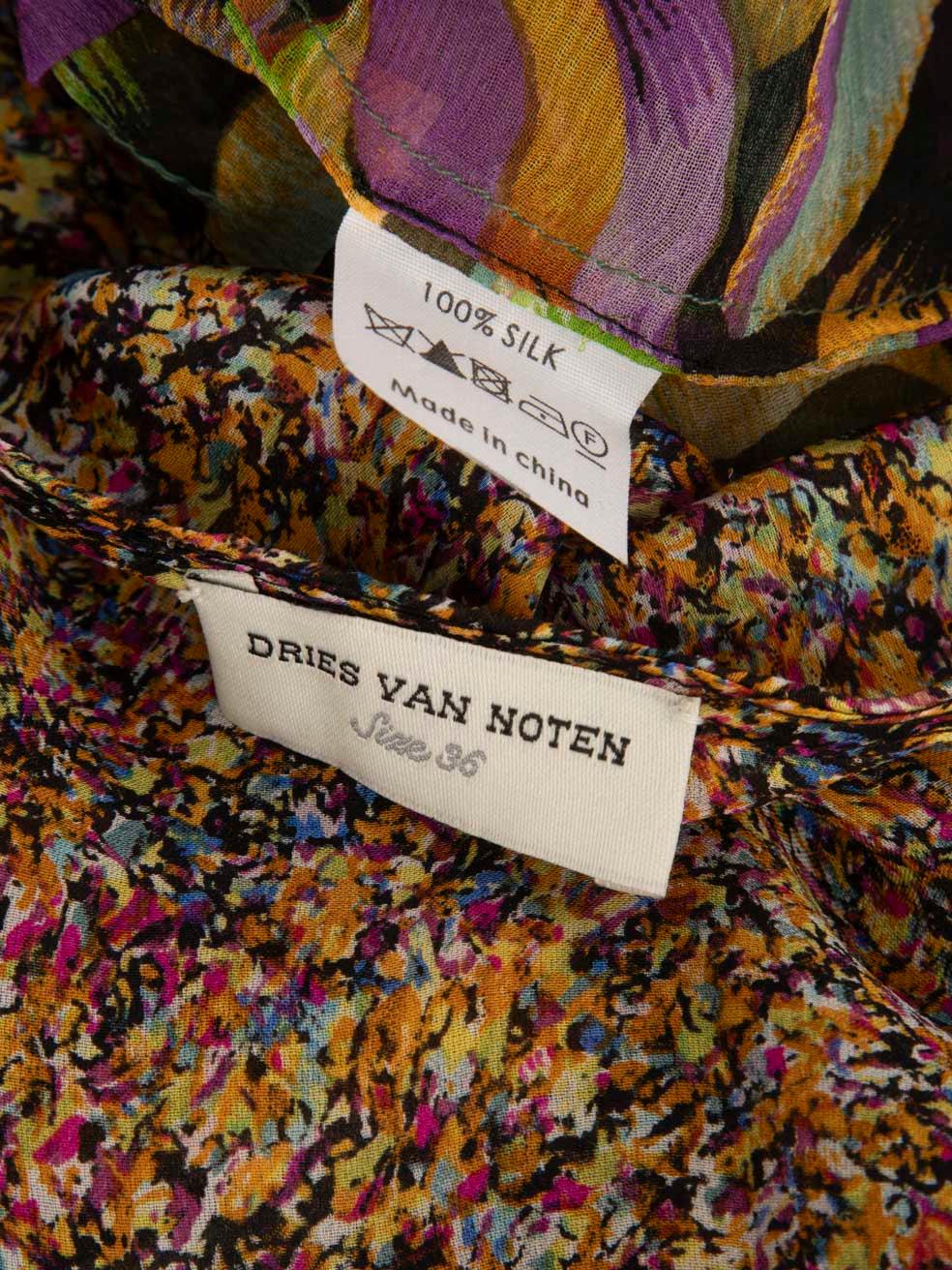 Dries Van Noten Silk Abstract Pattern Sheer Dress Size S For Sale 1