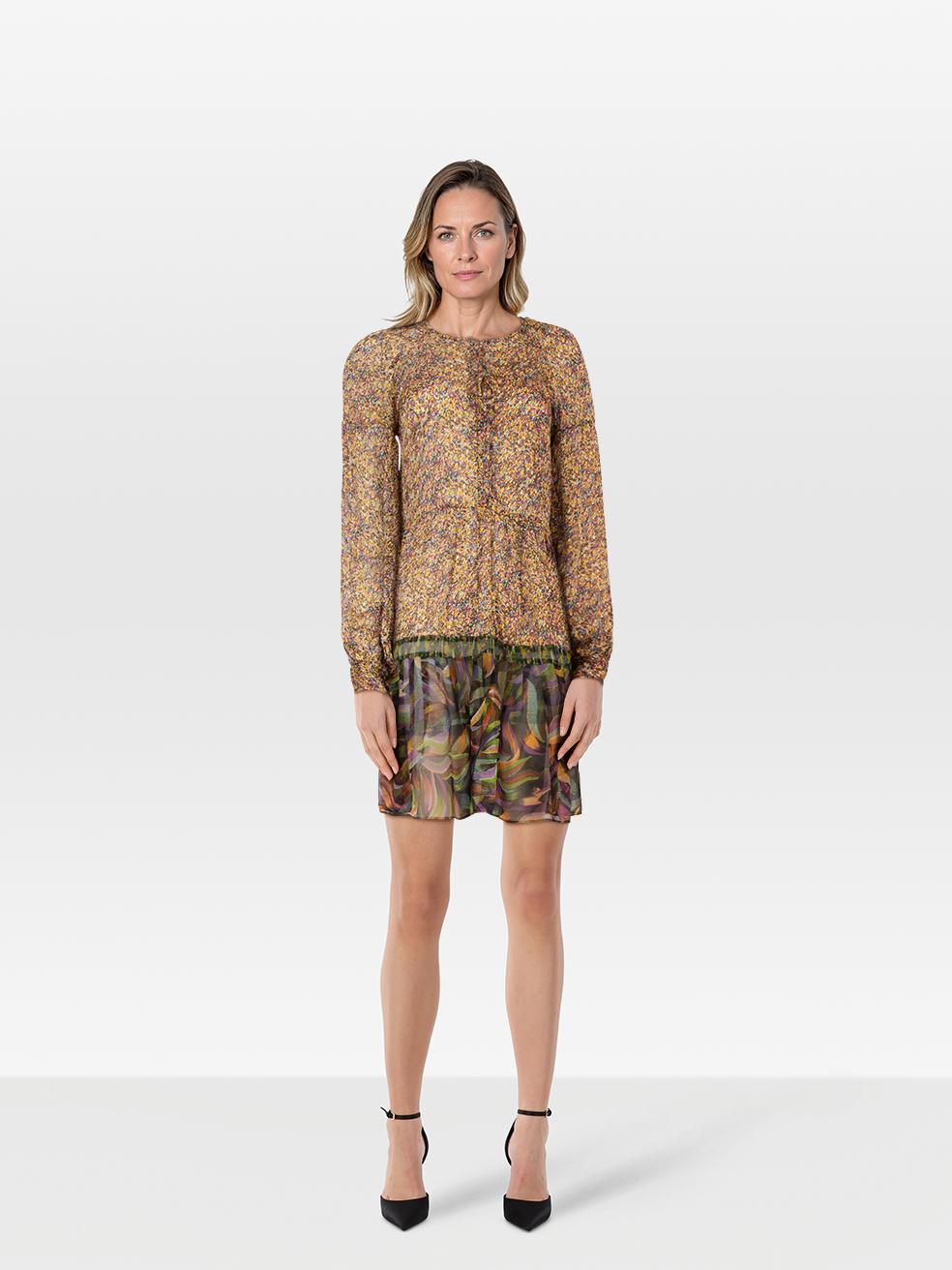 Dries van Noten Seide Abstraktes Muster Transparentes Kleid Größe S im Angebot