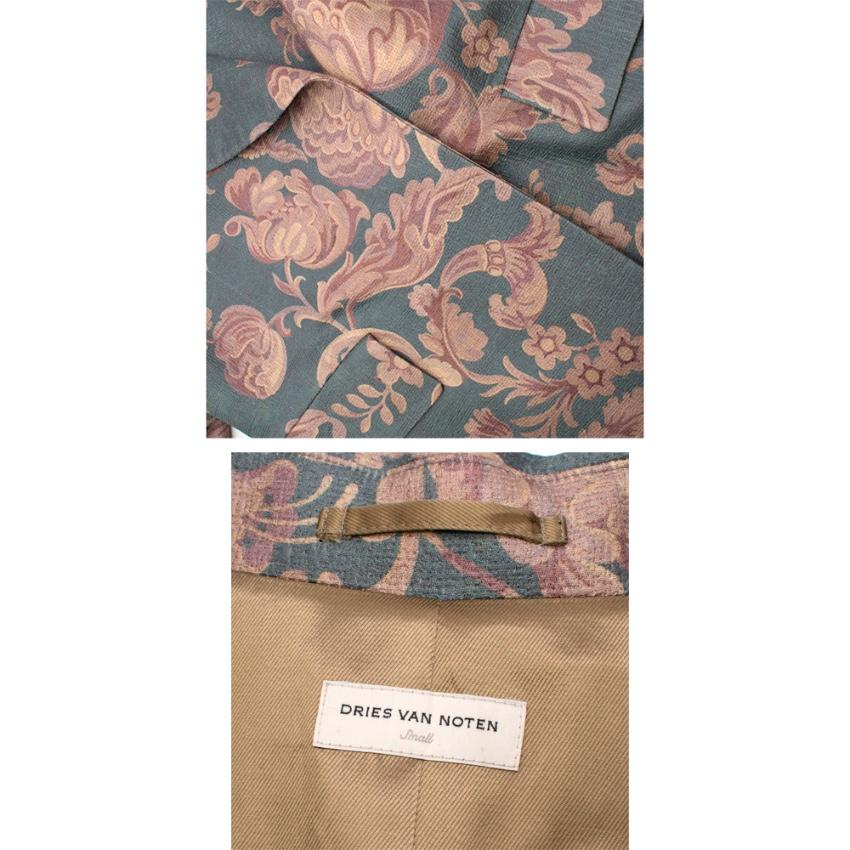 Dries Van Noten Silk Blend Floral Coat with Dragonfly Brooch - Size S In New Condition In London, GB