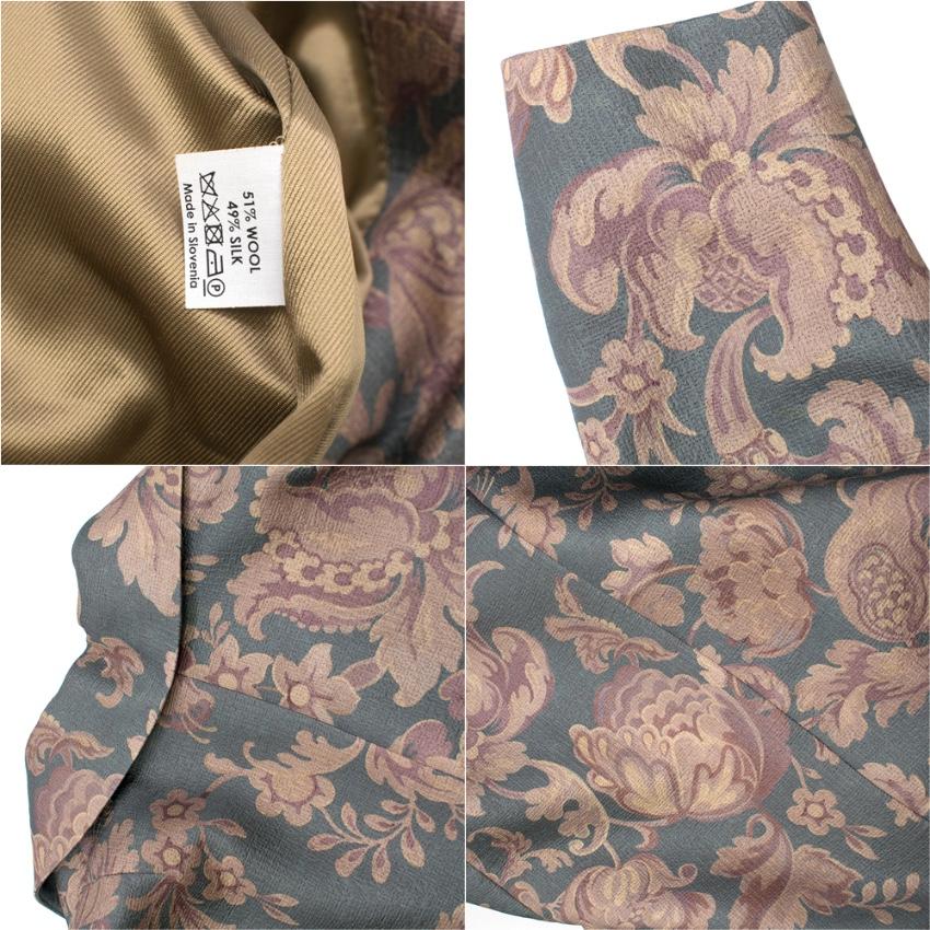 Women's Dries Van Noten Silk Blend Floral Coat with Dragonfly Brooch - Size S
