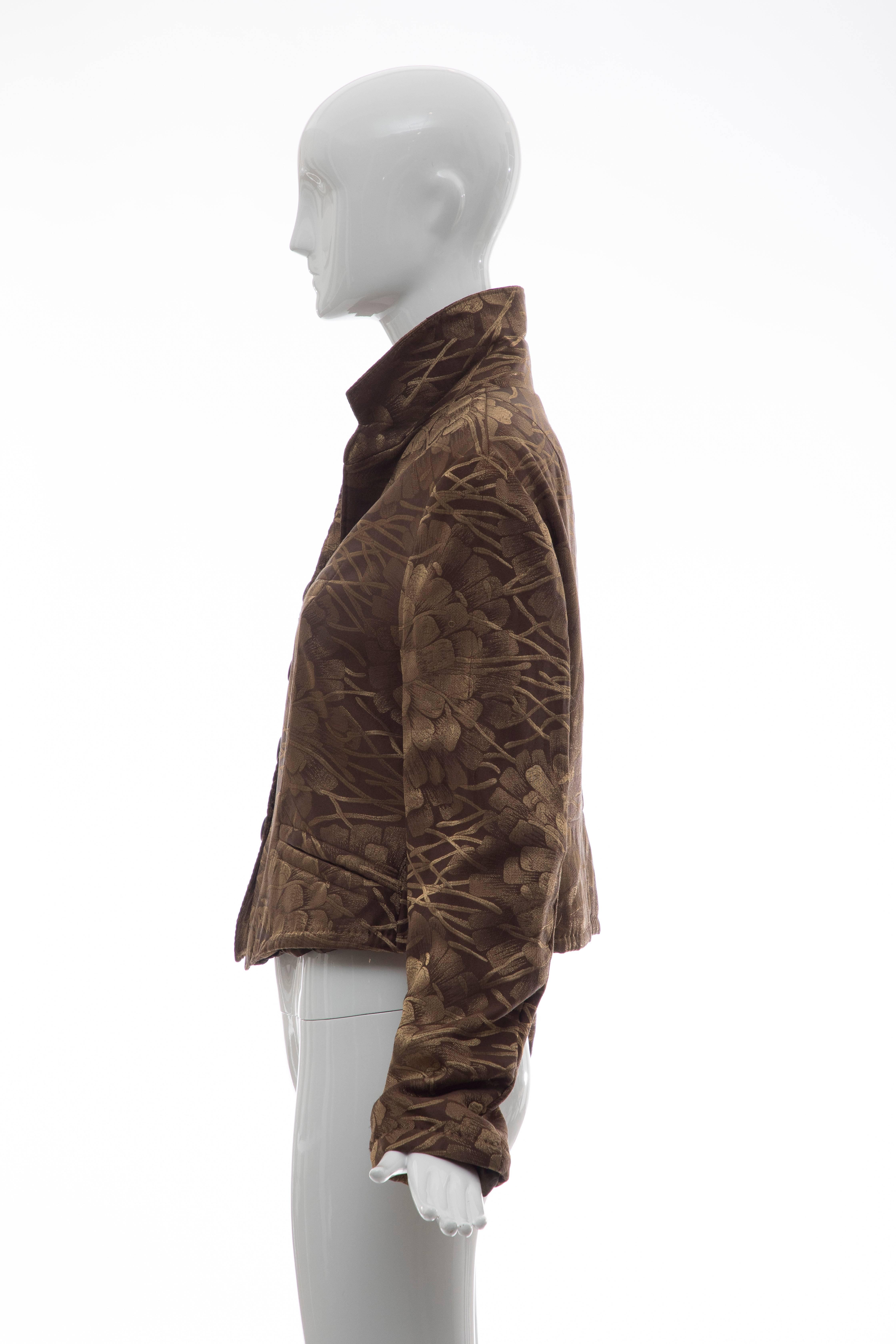 Dries Van Noten Runway Silk Floral Metallic Button Front Jacket, Fall 2003 For Sale 3