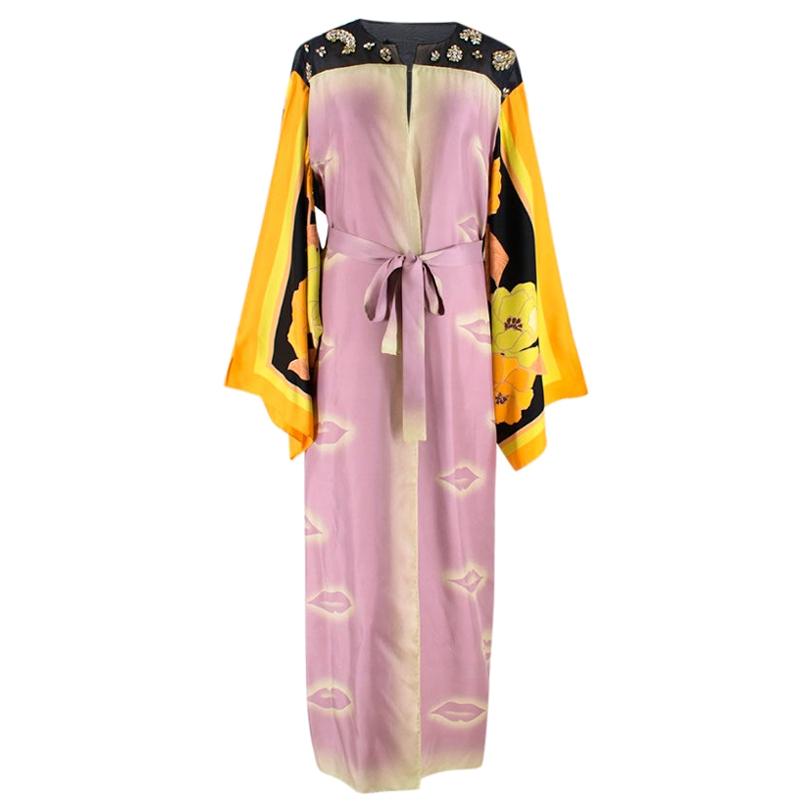Dries Van Noten Silk Kimono With Contrasting Sleeves - Estimated Size M