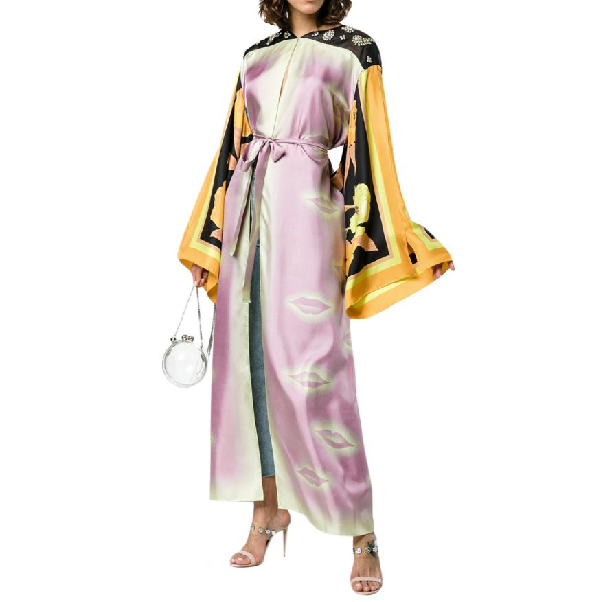 Dries Van Noten Silk Kimono With Contrasting Sleeves - Estimated 