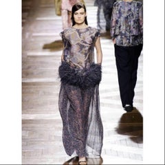 Dries Van Noten Silk Print Ostrich Feather Tunic Top Runway Fall 2013