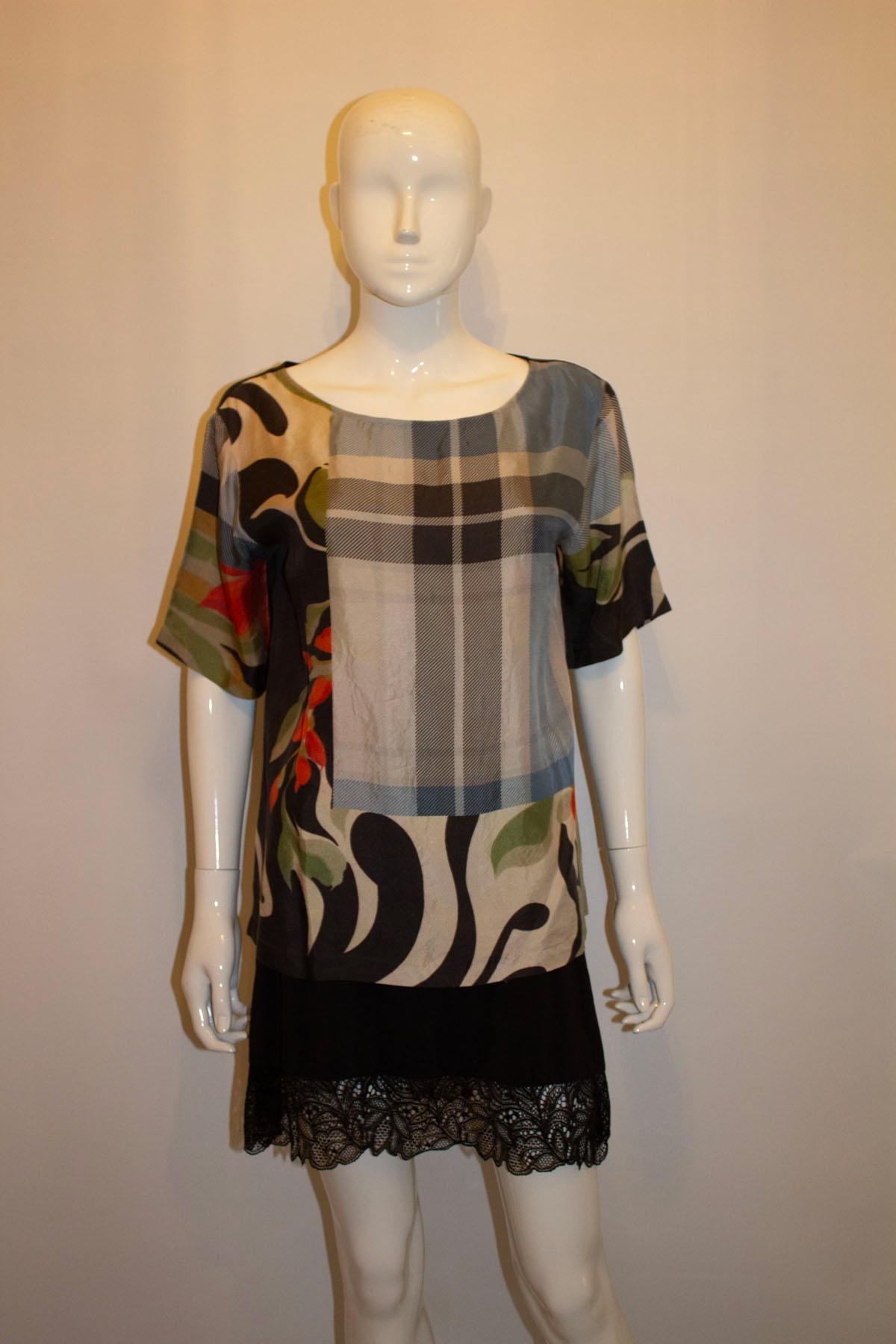 Dries van Noten Silk Print Top For Sale 1