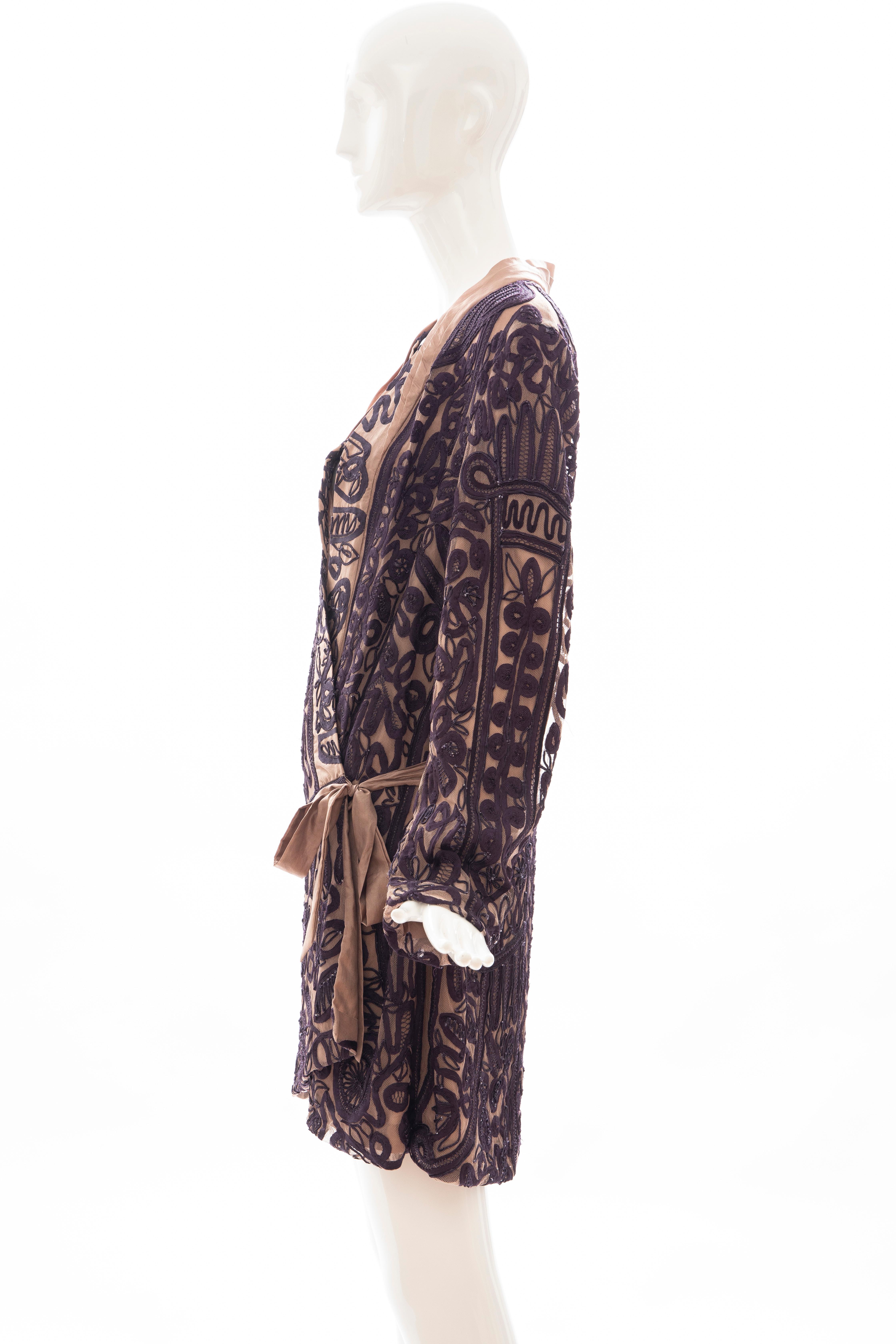 Dries Van Noten Silk Ribbon Embroidered Kimono Jacket For Sale 5