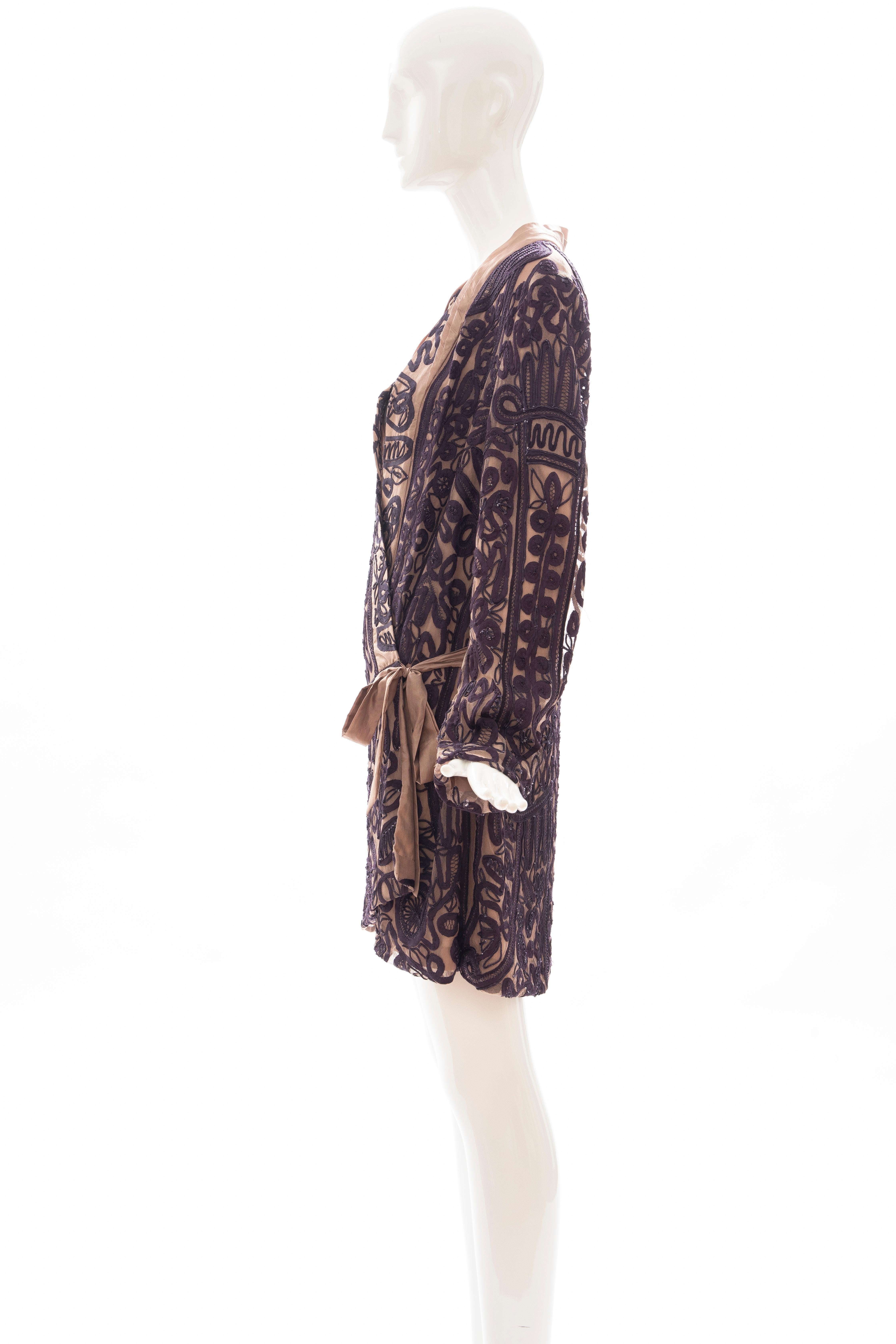 Dries Van Noten Silk Ribbon Embroidered Kimono Jacket For Sale 6