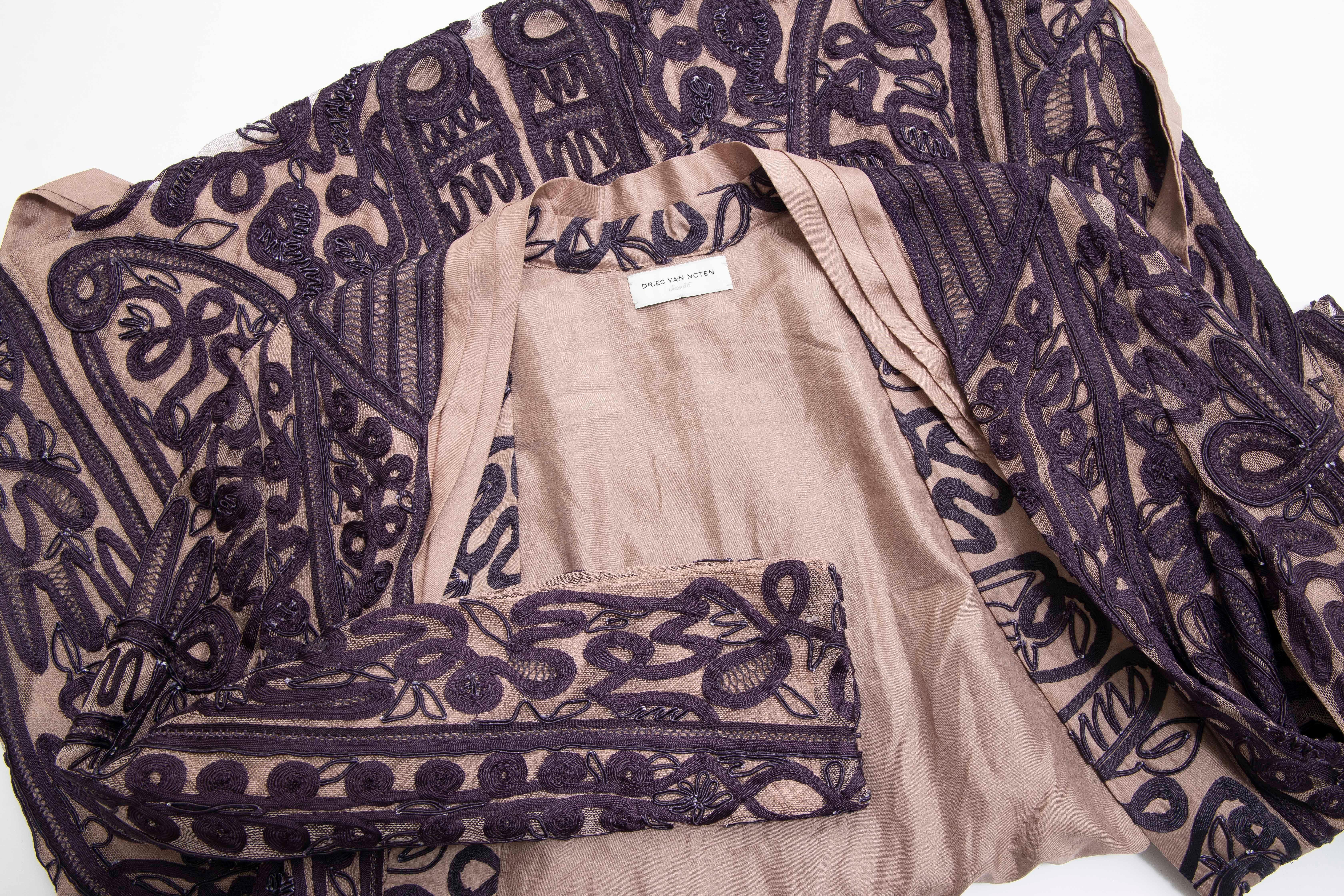 Dries Van Noten Silk Ribbon Embroidered Kimono Jacket For Sale 10