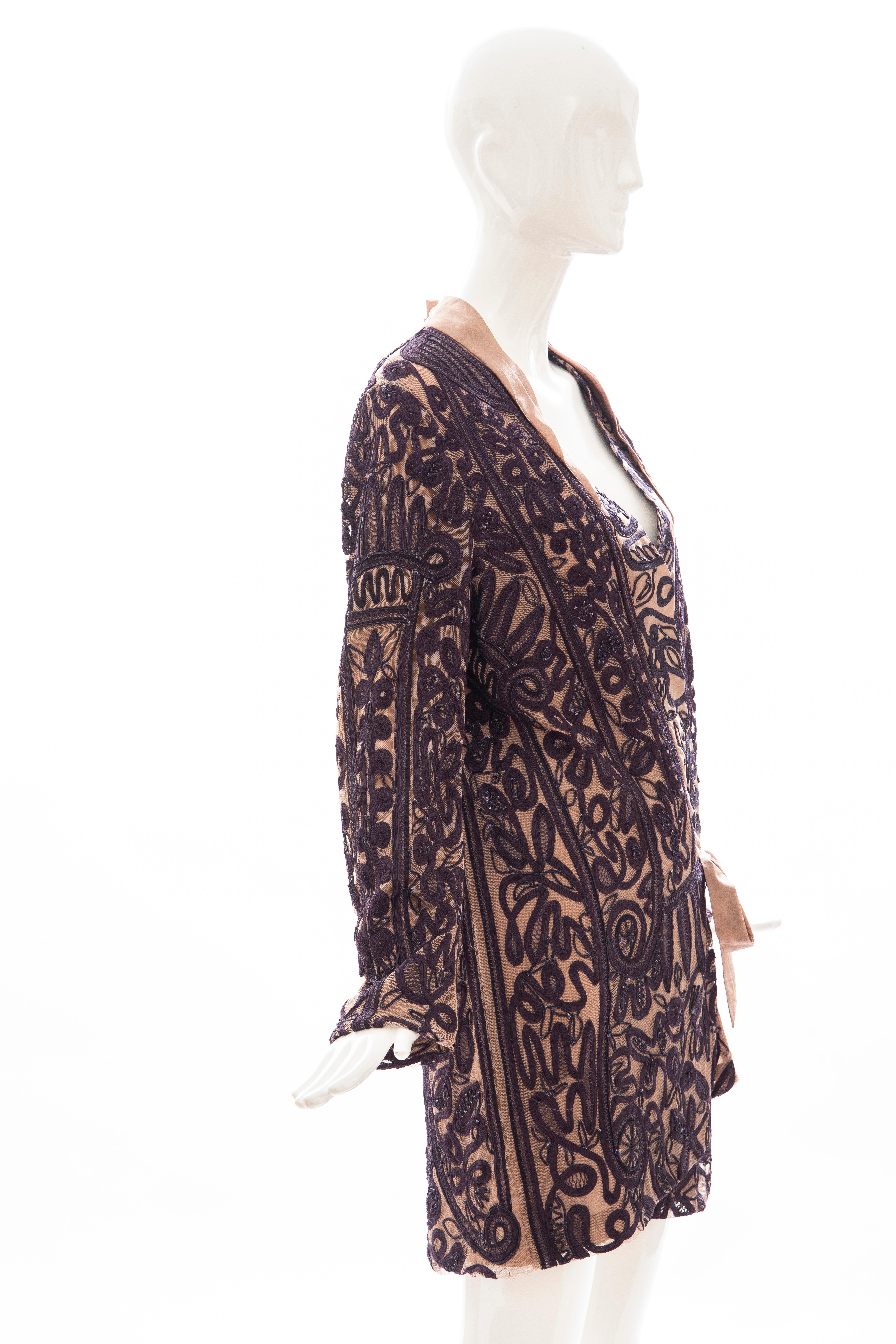 Dries Van Noten Silk Ribbon Embroidered Kimono Jacket In Good Condition For Sale In Cincinnati, OH