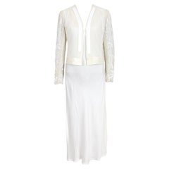 Dries Van Noten Silk Sequins White Evening Suit Dress 2000s